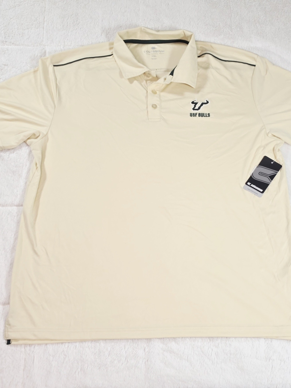 Colosseum Cream Polo with Navy USF Bulls Accent(ST1-18)